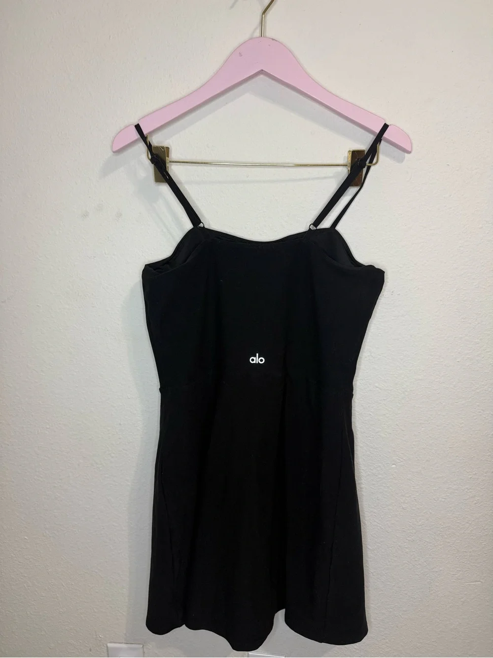 ALO Yoga Black Mini Slip Dress with Double Straps